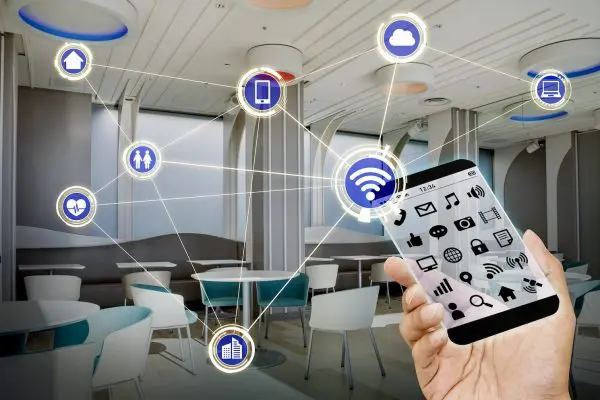 Futuristic,transparent,smart,phone,and,wireless,communication,network,,conceptual,abstract