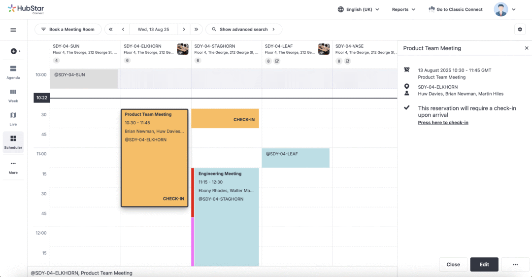 Scheduler view timeline